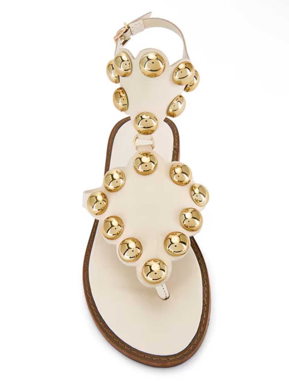 Schutz mist sandals sugar white Cream T-Strap shoes Gold Studs Revolve 5.5